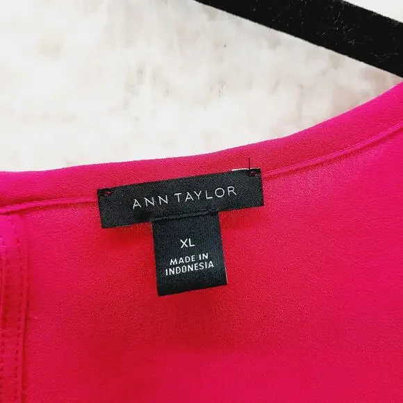 Blouse Rose Red Ruffle Sleeve Romantic Coquette Office Siren Glam Luxe Size XL - Picture 7 of 9